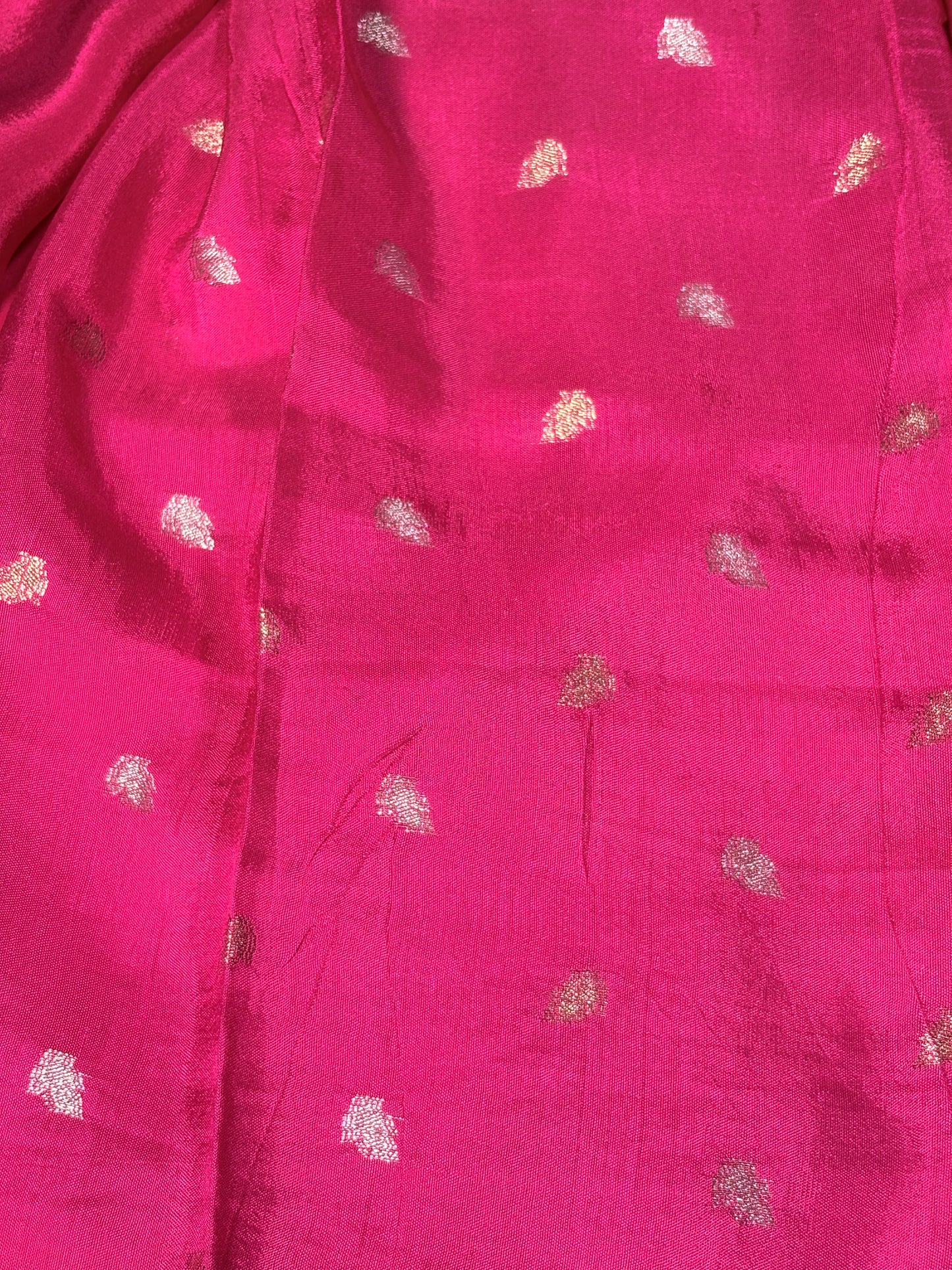 Magenta Pink Semi Silk Saree – Gold Zari Woven