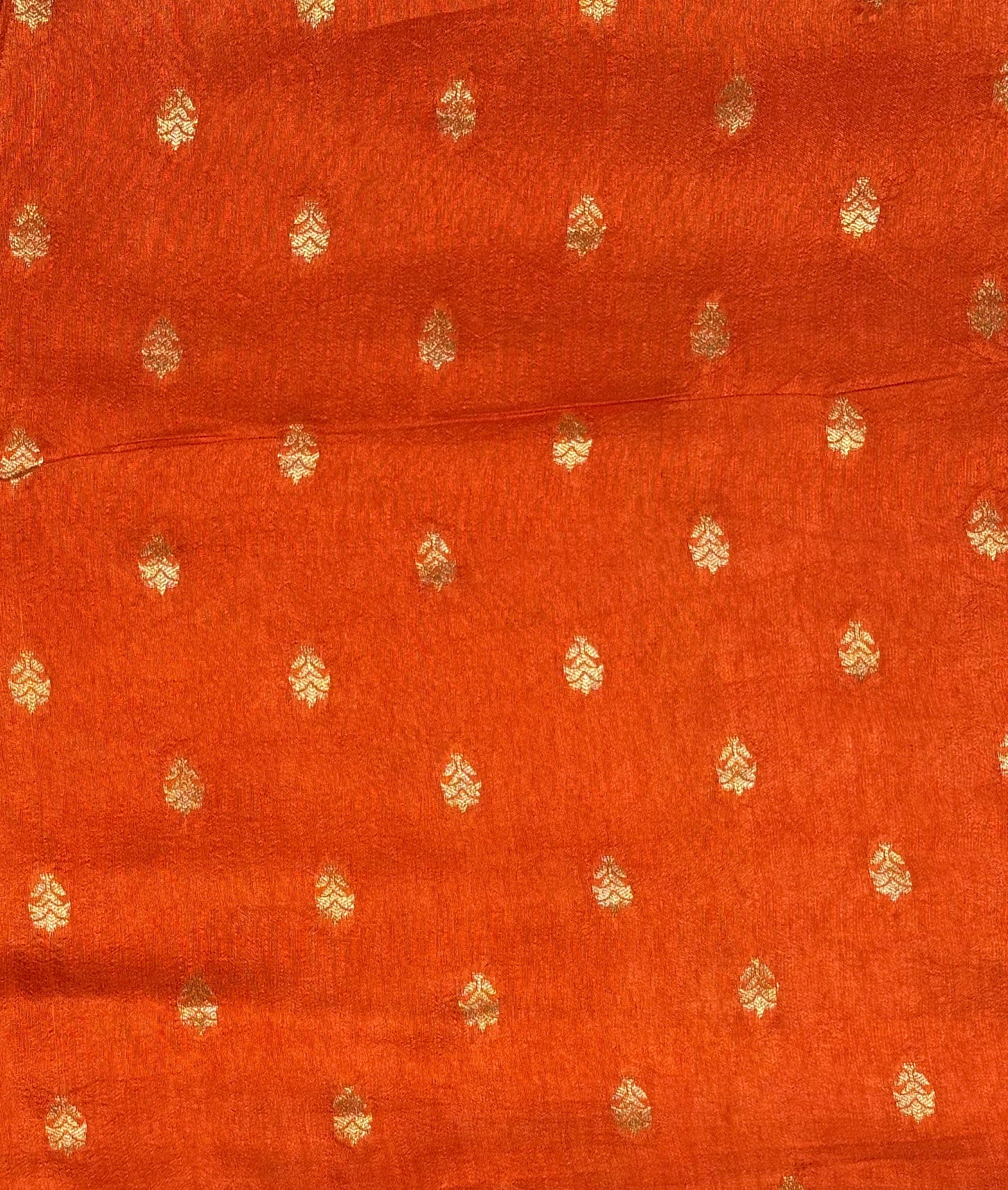 Rust Orange Semi Silk Saree with Peacock Zari Border | Shrungagiri Products
