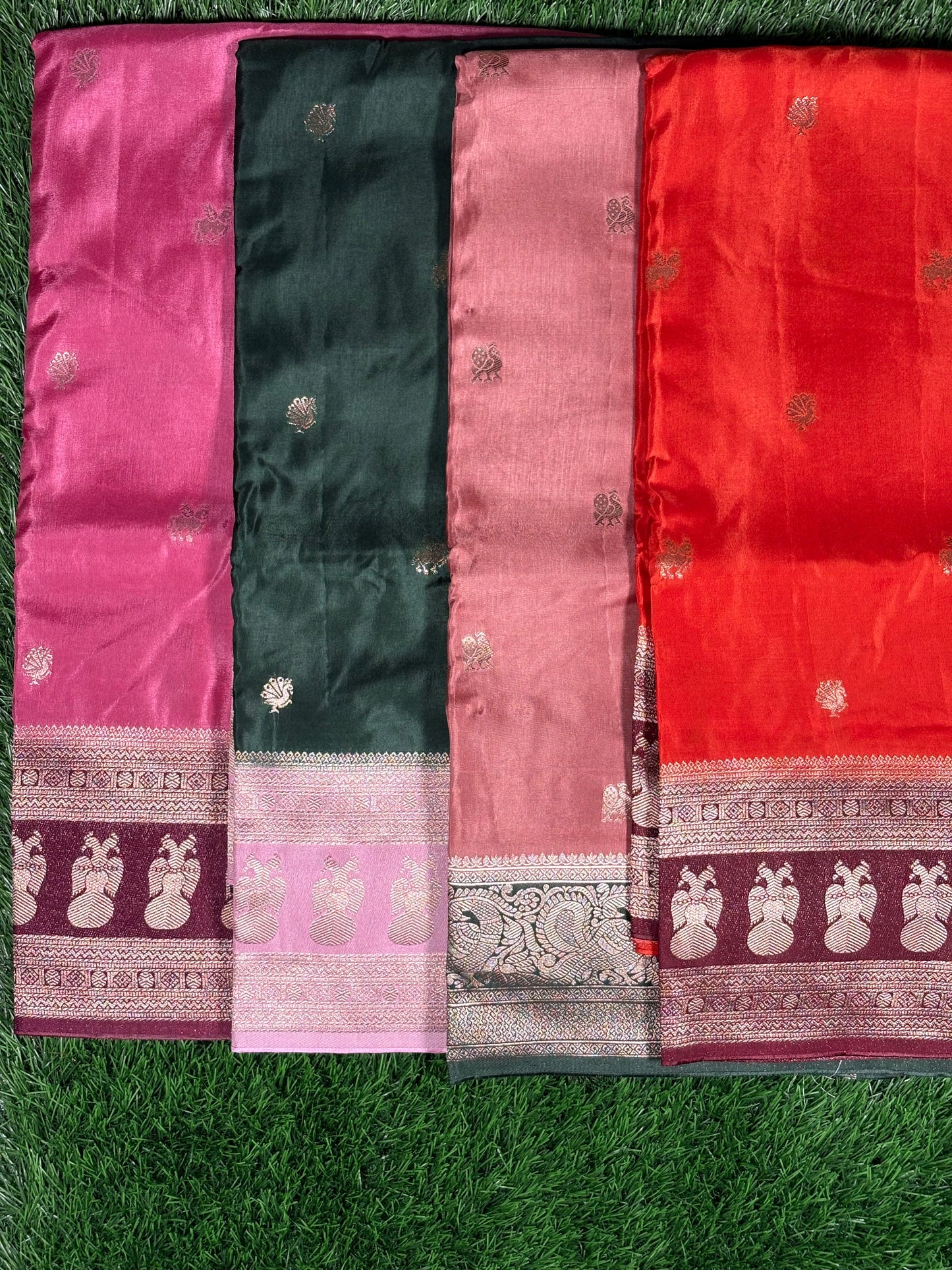 Soft Viscose Silk Saree with Contrast Zari Border & Peacock Motifs | Shrungagiri Products