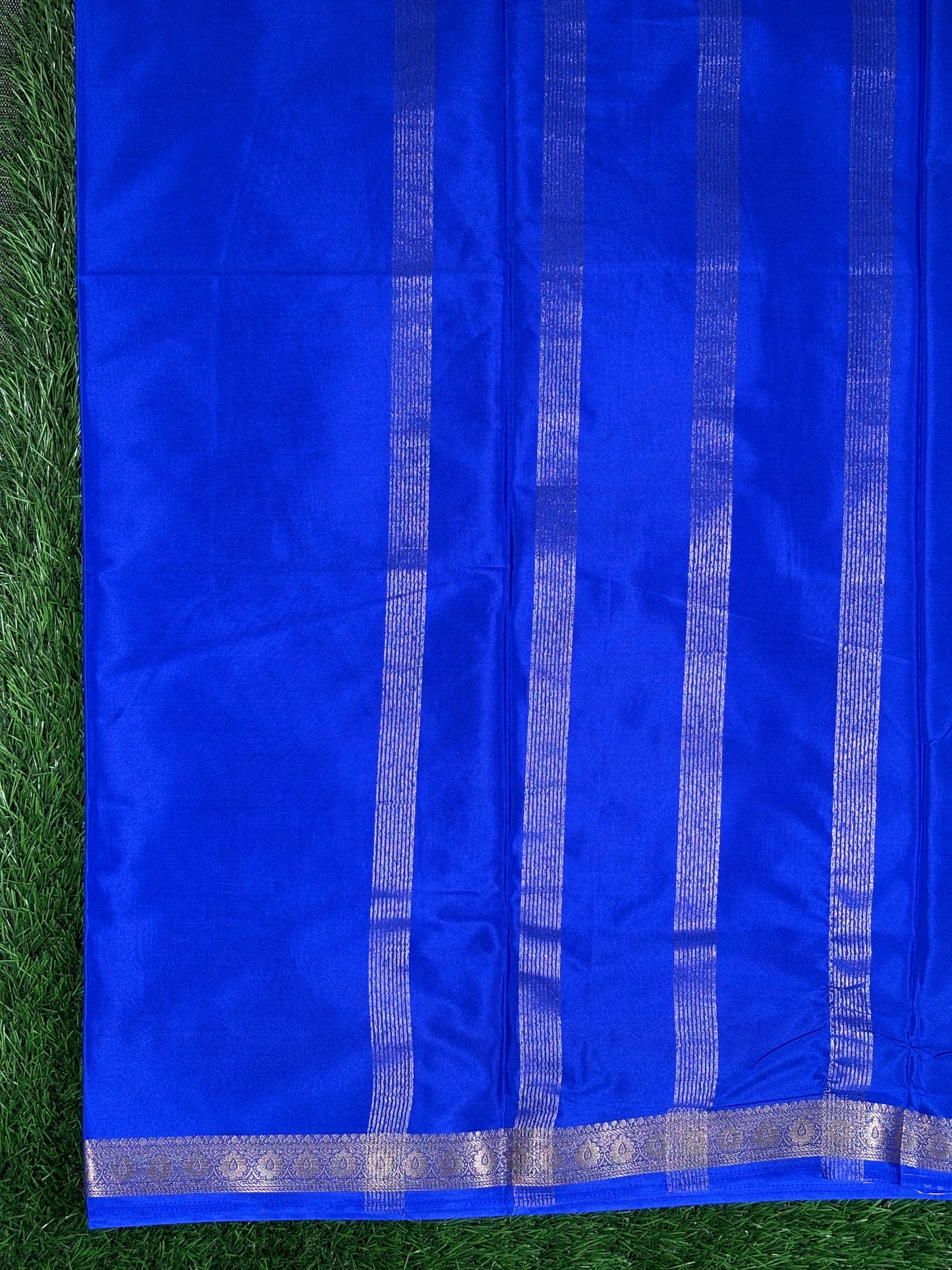 Royal Blue Semi Mysore Silk Saree with Golden Zari Border