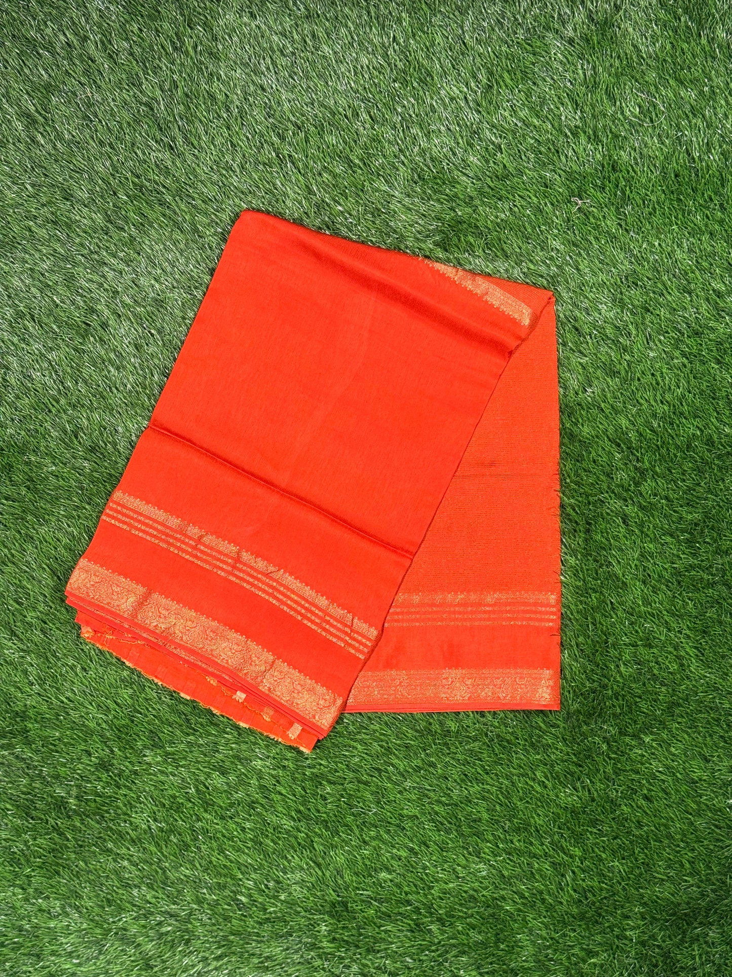 Elegant Raw Mango Silk Saree with Zari Stripes and Woven Buttas