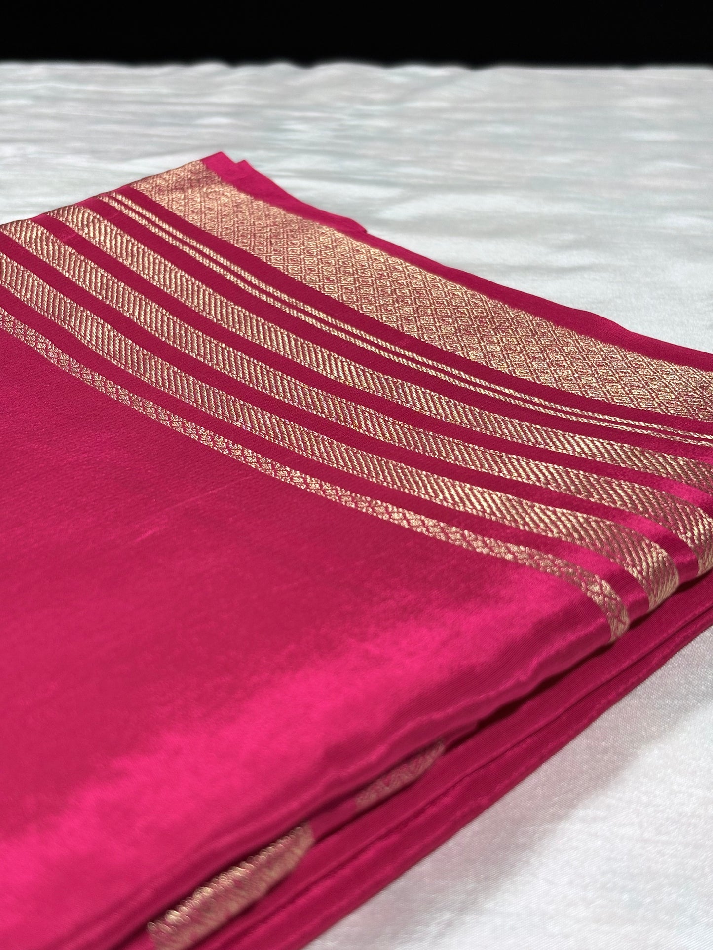 Magenta Pink Semi Silk Saree – Gold Zari Woven