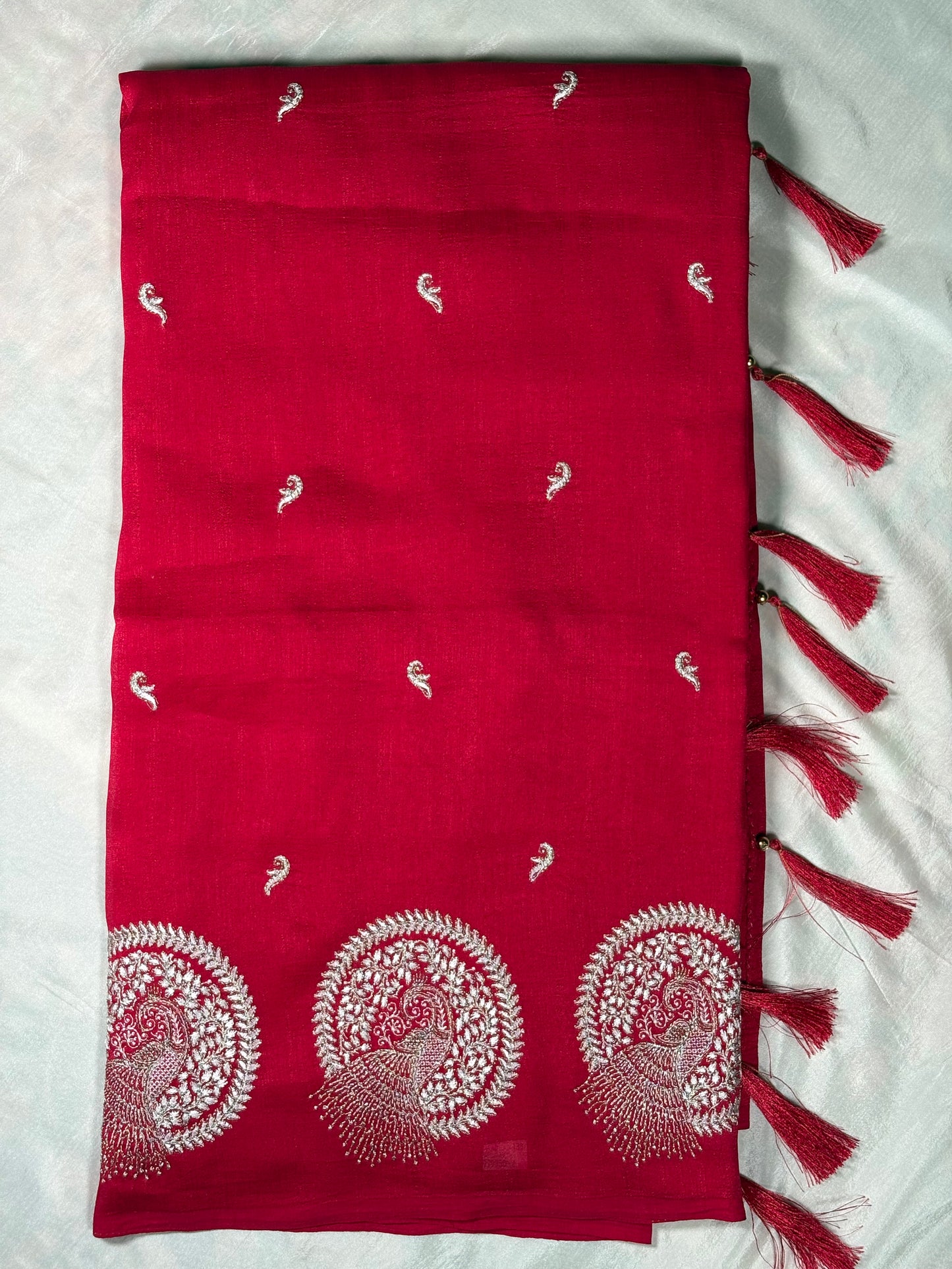 Premium Cotton Silk Chakra Peacock Saree Collection – Maroon, Wine & Olive