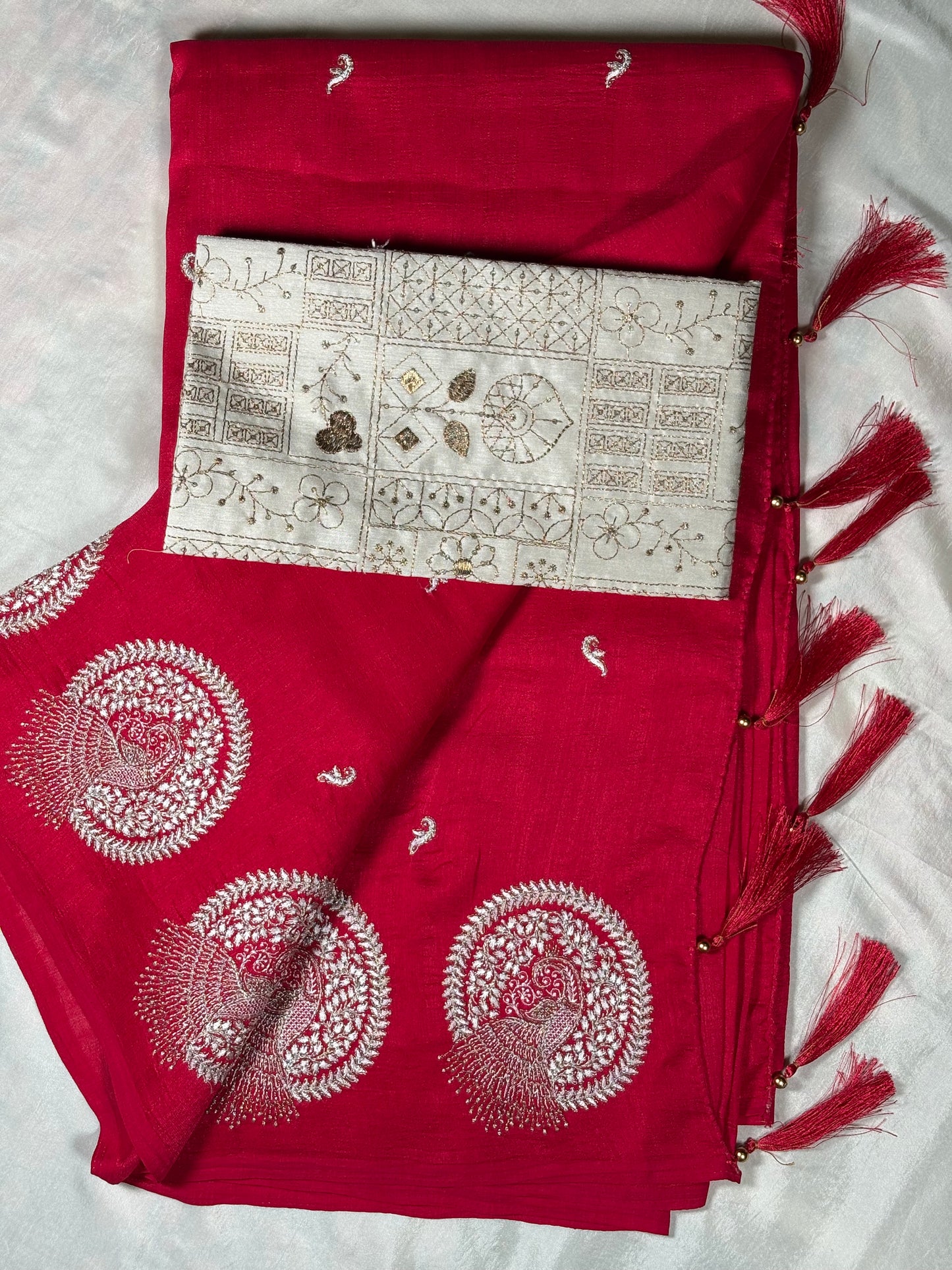 Premium Cotton Silk Chakra Peacock Saree Collection – Maroon, Wine & Olive