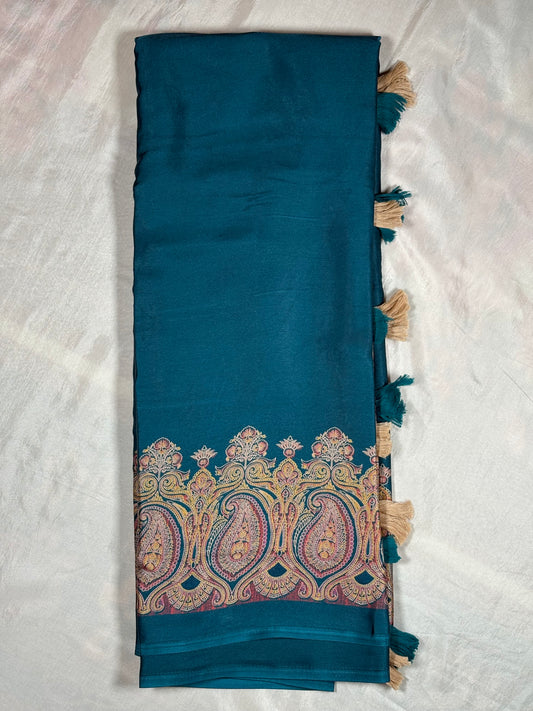 Ajrakh Print Satin Saree