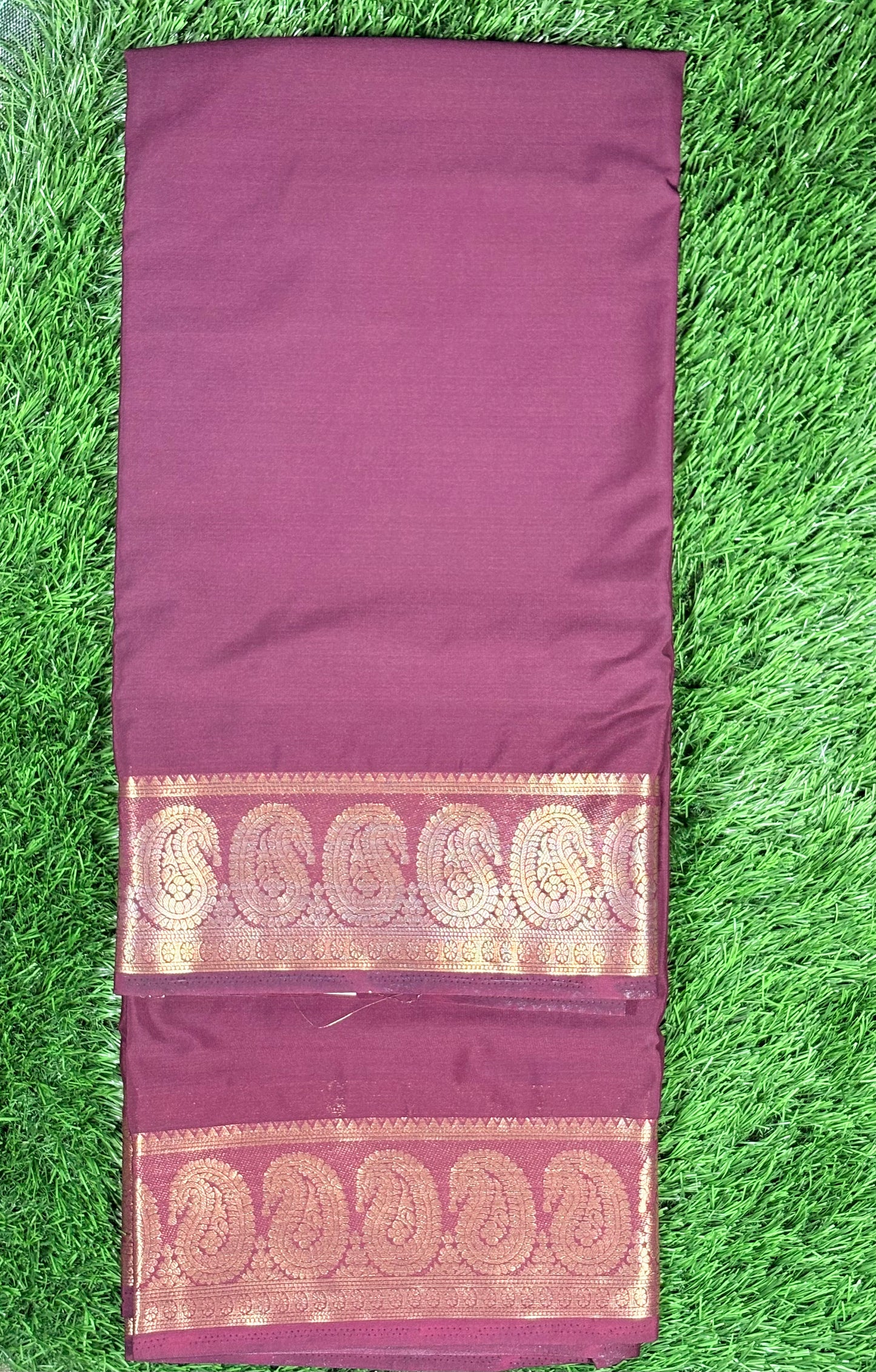 Elegant Coffee Brown Semi Mysore Silk Saree with Gold Zari Paisley Border