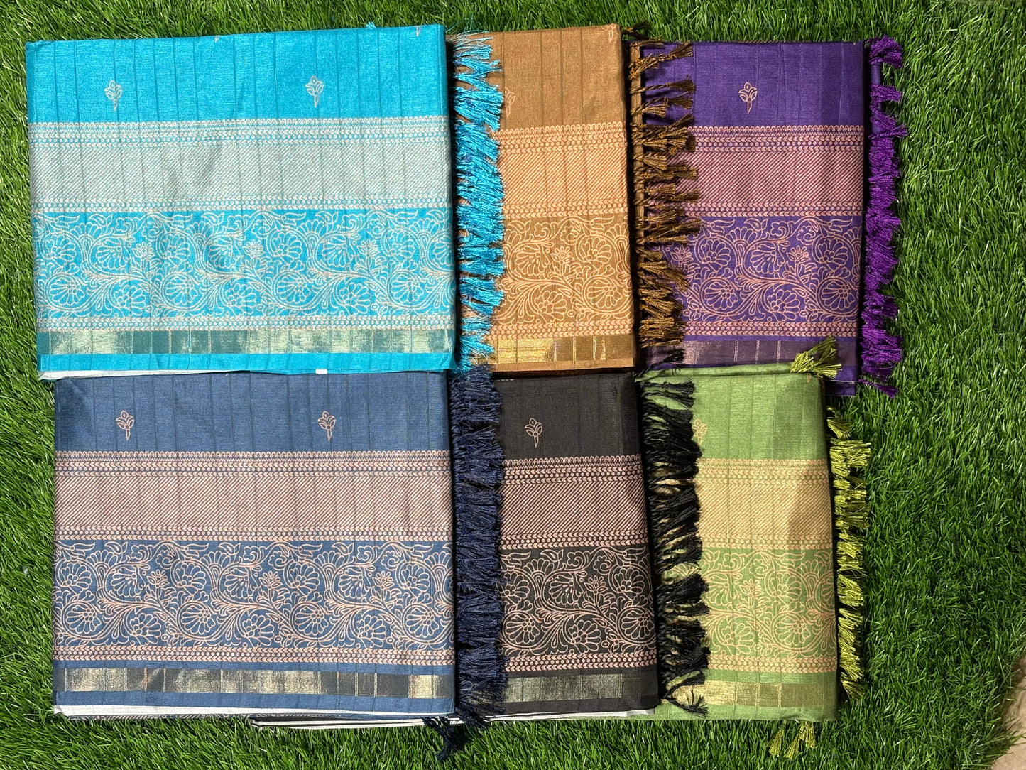 Premium Cotton Crepe Saree with Rich Zari Pallu & Floral Buttas