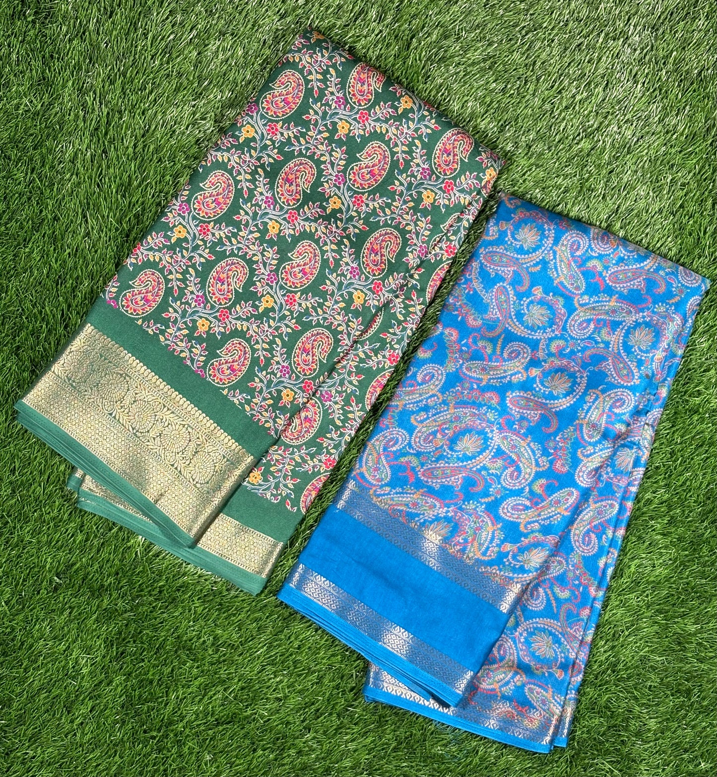 Designer Chiffon Saree with Intricate Floral Vine Print & Zari Border