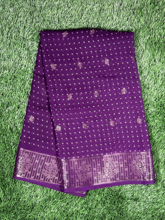 Fancy Georgette Designer Saree with Silver Zari Border & Ikat Pallu